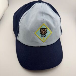 Kids Baseball Cap Bear Patch Navy Blue Light Blue Adjustable Size S/M